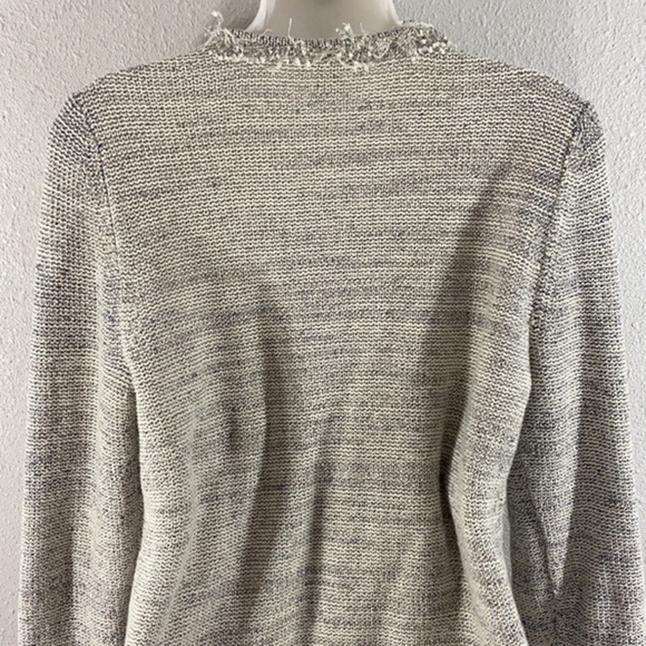 Belford beige blue knit zipper fringe sweater jacket - Picture 12 of 13